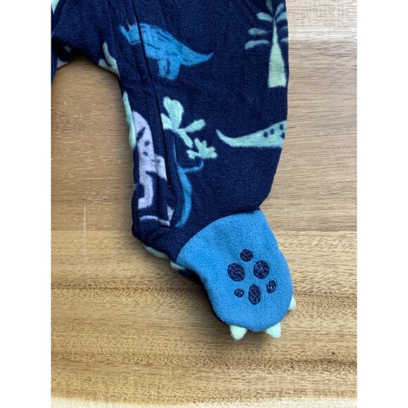 Carters Baby Boy Dinosaur Fleece Footed Pajamas With 2-Way Zipper Size 3M - Picture 3 of 9